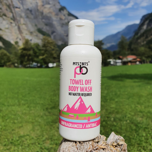 Pits & Bits® Towel Off® Body Wash 100ml Antibacterial and Fragrance Free