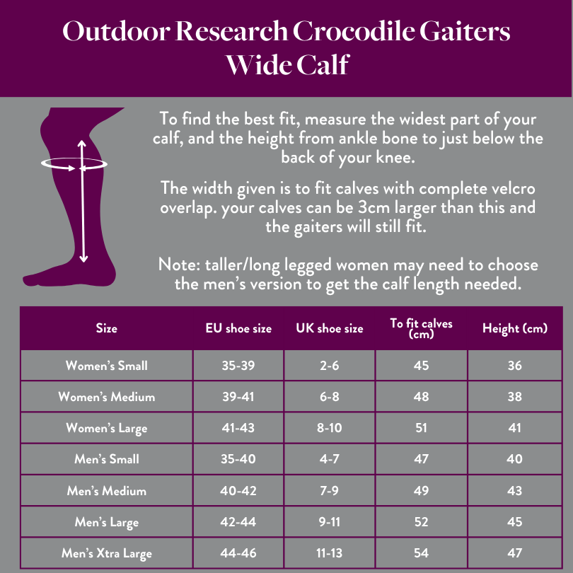 Outdoor Research Crocodile Gaiter | Wide Calf | Men's & Women's