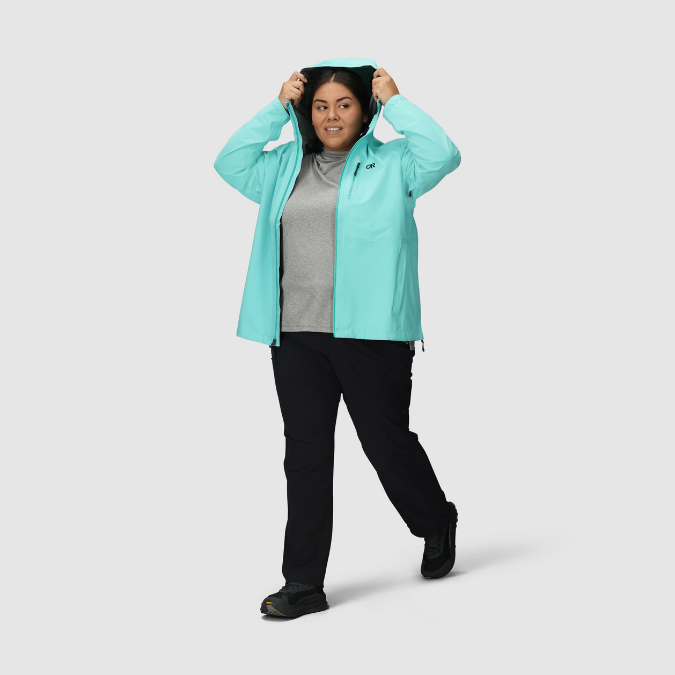 plus size rain gear Plus Size Women's Waterproof Rain Jacket | Outdoor Research Aspire 3L