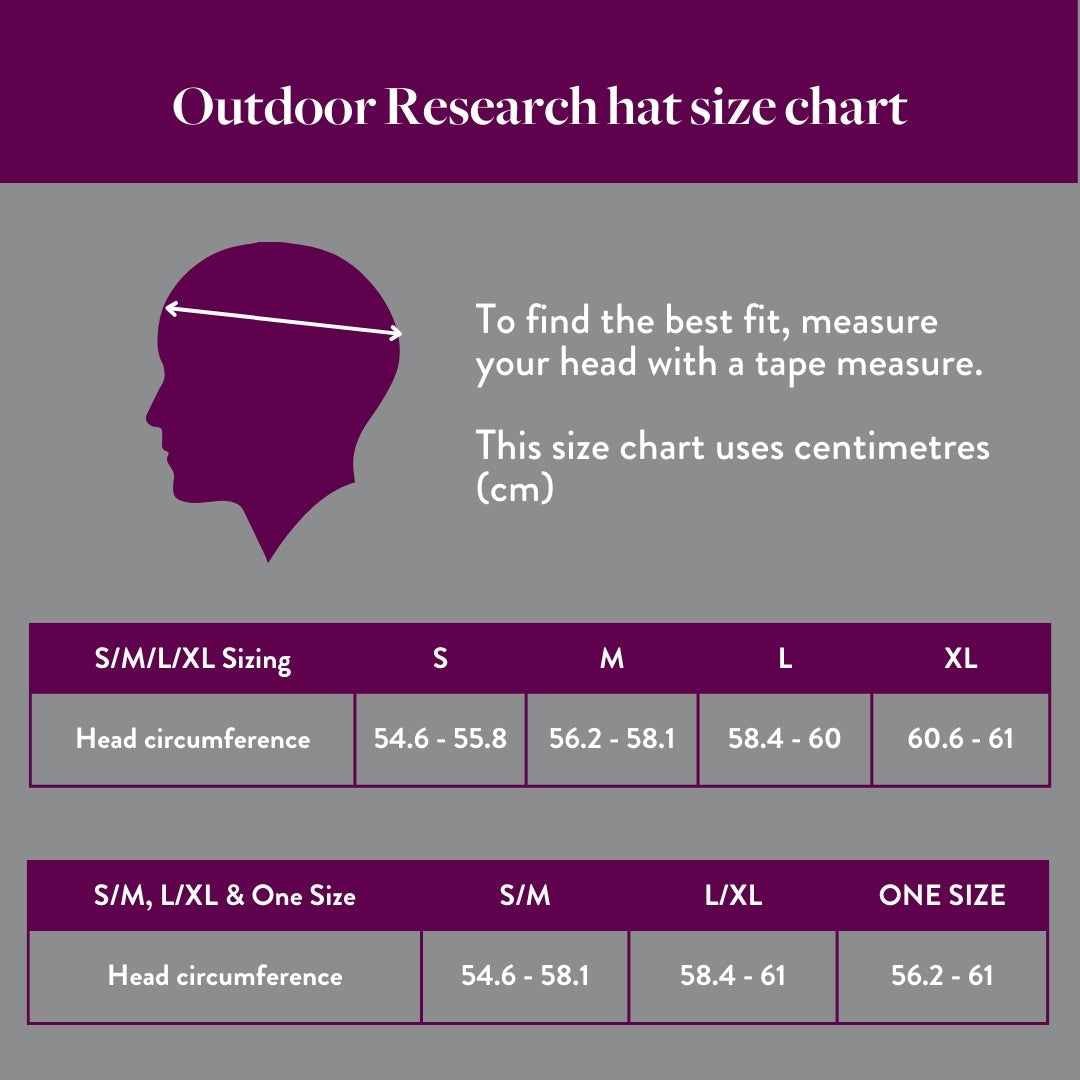 Outdoor research hat store size guide