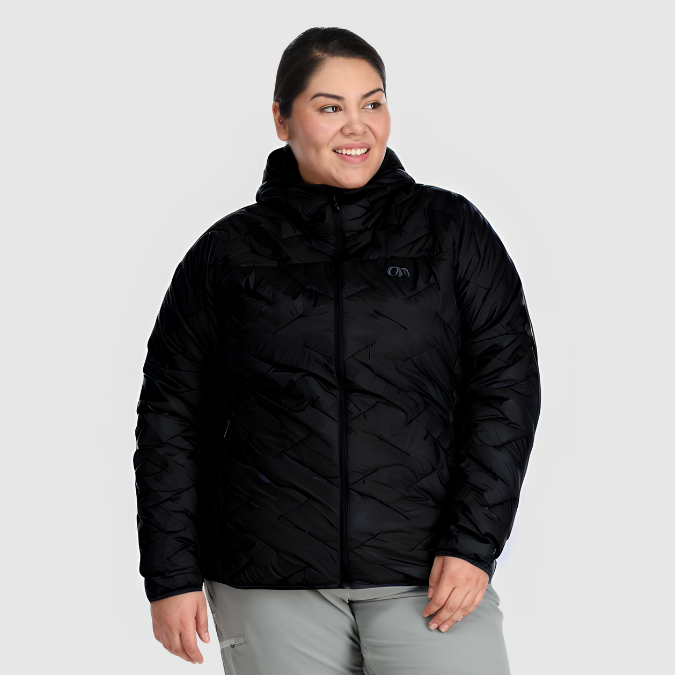 Plus size black hooded jacket hot sale